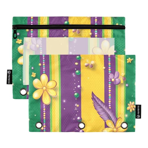 Foiosoh 2er Set Federmäppchen für 3 Ringe Leicht Transparent für Schule Schreibutensilien Aufbewahrungsutensilien, Karnevalsperlen aus bunten Federn, 1 size, Modern/tailliert von Foiosoh