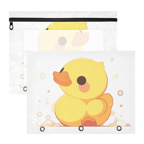 Foiosoh Binder-Federmäppchen, entzückende 3-Loch-Tasche für A4-Papier, Briefe, 2 Stück, Studenten, Büro, Ente, niedliches Muster Foiosoh Binder-Federmäppchen, entzückende 3-Loch-Tasche für A4-Papier, Briefe, 2 Stück, Studenten, Büro, Ente, niedliches Muster von Foiosoh