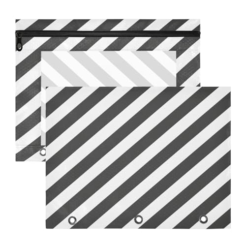 Foiosoh Binder-Federmäppchen, entzückende Taschenordner für A4-Papier, Briefe, 2 Stück, Lehrer, College, Zubehör, schwarze Streifen, einfach Foiosoh Binder-Federmäppchen, entzückende Taschenordner für A4-Papier, Briefe, 2 Stück, Lehrer, College, Zubehör, schwarze Streifen, einfach von Foiosoh