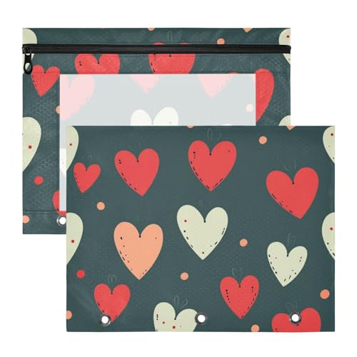 Foiosoh Binder-Federmäppchen, stabile Aufbewahrungstasche für A4-Papier, Briefe, 2 Stück, Schüler, Schulbedarf, Herz, Rot und Blaugrün Foiosoh Binder-Federmäppchen, stabile Aufbewahrungstasche für A4-Papier, Briefe, 2 Stück, Schüler, Schulbedarf, Herz, Rot und Blaugrün von Foiosoh