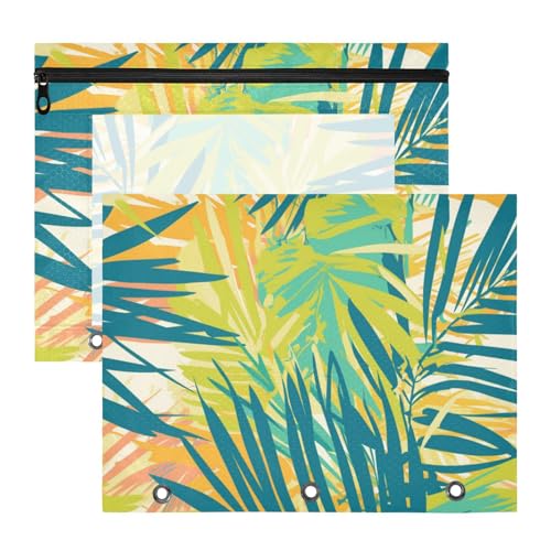 Foiosoh Binder Mehrzweck-Stifthalter für 3 Ringe Binder 2 Pack Studenten Home Plam Leaves Simple von Foiosoh