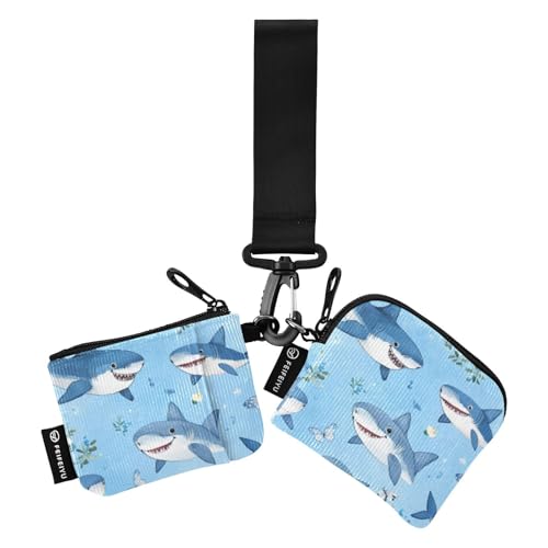 Foiosoh Blue Fish Fresh Dual Coin Purse Credit Card Holder Wallet Compact Size Credit Card Wallet Organizer with Keychain for Men Women 2 Packs, Blaue Fischfrische, 1 size, Modern von Foiosoh