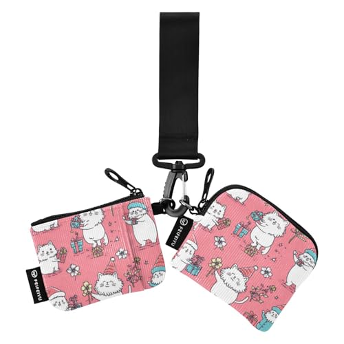 Foiosoh Bohemian Cats Peach Damen Kartenetuis Kleingeldhalter Kleingeld Geldbörse Schlüsselhalter mit Handgelenkschlaufe für Männer Frauen 2 Packungen, Böhmische Katzen Pfirsich, 1 size, Modern von Foiosoh