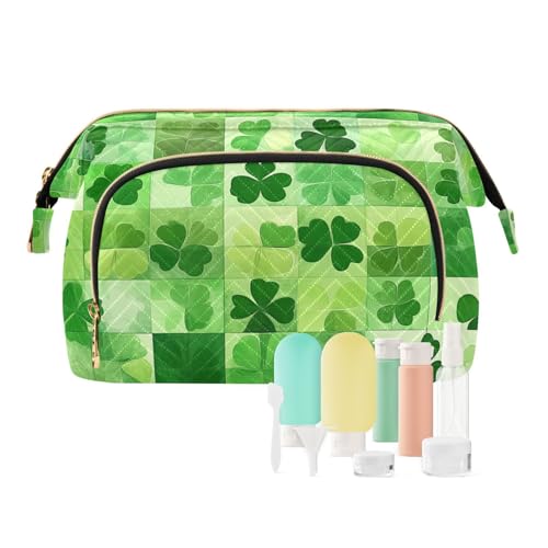 Foiosoh Clovers Ans Line Kosmetiktasche, wasserdicht, Kosmetiktasche, Organizer, Damen-Münzgeldbörse für Reisezubehör, Beige, Verträumtes Kleeblatt kariert grün, 1 size, Cartoon Foiosoh Clovers Ans Line Kosmetiktasche, wasserdicht, Kosmetiktasche, Organizer, Damen-Münzgeldbörse für Reisezubehör, Beige, Verträumtes Kleeblatt kariert grün, 1 size, Cartoon von Foiosoh