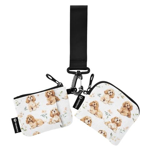 Foiosoh Cocker Spaniel Dogs Damen Münzgeldbörse Kartenhalter Slim Portable Frauen Kreditkartenetui Münzbörse mit Handgelenkschlaufe für Frauen Männer 2 Stück, Cocker Spaniel Hunde weiß, 1 size, Modern von Foiosoh