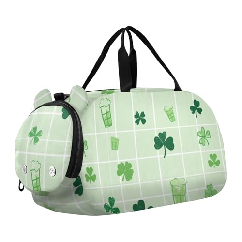 Foiosoh Cup and Clover Simple Light Green Girl Gym Duffel Bag with Shoes Compartment Large Capacity Sports Overnight Travel Bag for Boys and Girls von Foiosoh