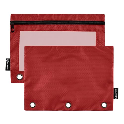 Foiosoh Darkred 2 pack Binder Bleistift Taschen Leichte Glatte Reißverschluss Binder Bleistift Taschen für Büro Organizer von Foiosoh