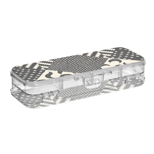 Foiosoh Dreamy Style schwarze und weiße transparente Stiftebox Doppelstöckige Stifteetui für Schreibwaren mit Schnappverschluss und Deckel von Foiosoh