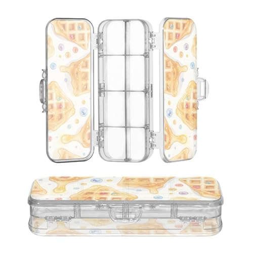 Foiosoh Eiscreme und Kekse, transparente Kunststoff-Federbox mit doppelstöckigem Stifteetui für Kunstbedarf mit Schnappdeckel von Foiosoh