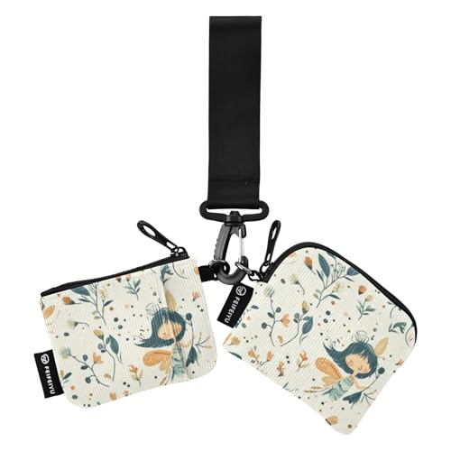 Foiosoh Fairy and Branch Damen Geldbörsen Kartenetuis Slim Abnehmbare Handgelenktasche Schlüsselhalter mit Reißverschluss Münzfach für Damen Mädchen 2 Packungen, Fee und Zweig beige, 1 size, Modern von Foiosoh