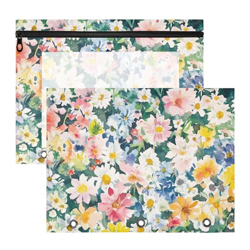 Foiosoh Federmäppchen, entzückende Taschenordner für A4-Papier, Briefe, 2 Stück, Studenten, Schulanfang, Edelweiß-Blumen von Foiosoh