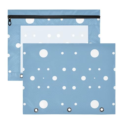 Foiosoh Federmäppchen, stabile Tasche mit 3 Löchern, für A4-Papier, Briefe, 2 Stück, Studenten, Schulbedarf, blauer Punkte-Stil Foiosoh Federmäppchen, stabile Tasche mit 3 Löchern, für A4-Papier, Briefe, 2 Stück, Studenten, Schulbedarf, blauer Punkte-Stil von Foiosoh