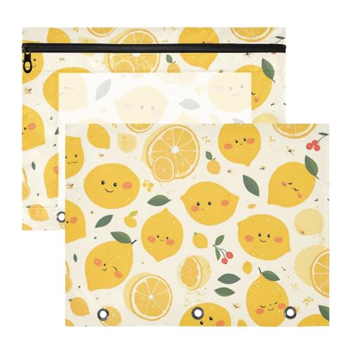 Foiosoh Federmäppchen, tragbare Taschenordner für A4-Papier, Briefe, 2 Stück, Studenten, Schulbedarf, Zitronengelb von Foiosoh