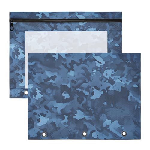 Foiosoh Federmäppchen, transparent, 3 Löcher, für A4-Papier, Briefe, 2 Stück, für Lehrer, Schulanfang, Vator, Dunkelblau, Camouflage Foiosoh Federmäppchen, transparent, 3 Löcher, für A4-Papier, Briefe, 2 Stück, für Lehrer, Schulanfang, Vator, Dunkelblau, Camouflage von Foiosoh