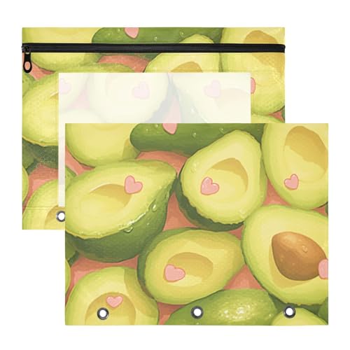 Foiosoh Federmäppchen mit 3 Löchern, 3 Löchern, Tasche für A4-Papier, Briefe, 2 Stück, für Lehrer zu Hause, Grün / Avocado Foiosoh Federmäppchen mit 3 Löchern, 3 Löchern, Tasche für A4-Papier, Briefe, 2 Stück, für Lehrer zu Hause, Grün / Avocado von Foiosoh