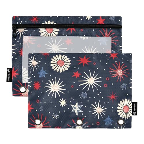 Foiosoh Federmäppchen mit 3 Ringen, Retro-Feuerwerk, schwarzer Hintergrund, multifunktionales Federmäppchen mit transparentem Fenster, für Schule, Schreibutensilien, Aufbewahrungszubehör, 2 Stück Foiosoh Federmäppchen mit 3 Ringen, Retro-Feuerwerk, schwarzer Hintergrund, multifunktionales Federmäppchen mit transparentem Fenster, für Schule, Schreibutensilien, Aufbewahrungszubehör, 2 Stück von Foiosoh
