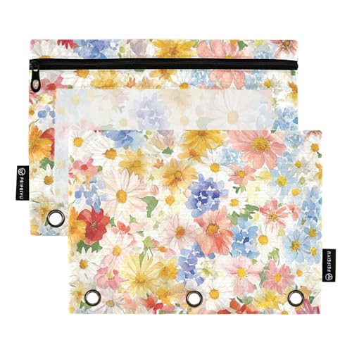 Foiosoh Federmäppchen mit 3 Ringen, großes Fassungsvermögen, mit transparentem Fenster, für Büro-Organizer, 2 Stück von Foiosoh