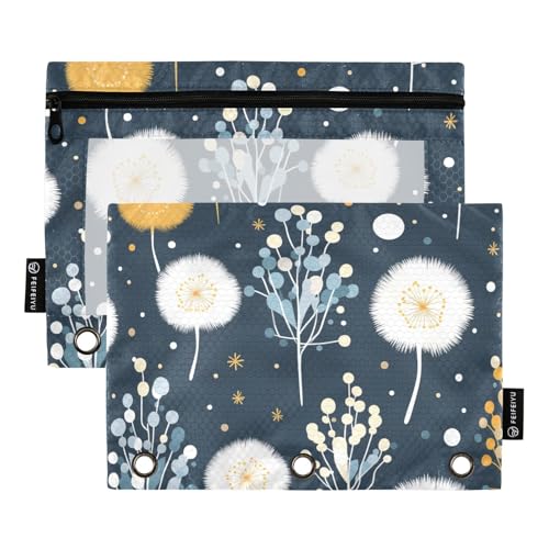 Foiosoh Federmäppchen mit 3 Ringen, multifunktional, transparentes Fenster, mit glattem Reißverschluss, für Büro-Organizer, 2 Stück von Foiosoh