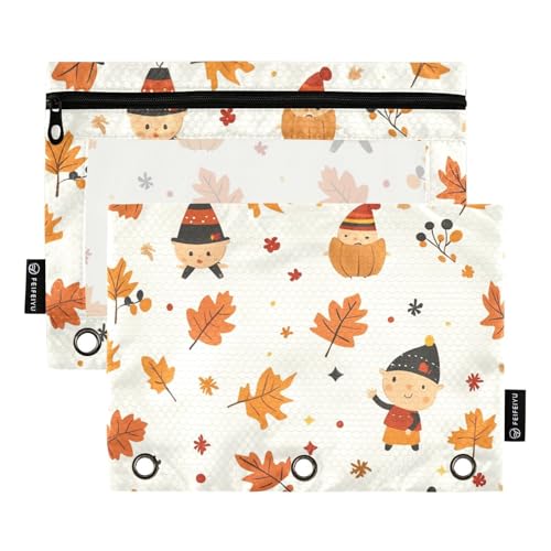 Foiosoh Federmäppchen mit 3 Ringen und Blättern, leicht, transparent, mit Reißverschluss, für Schule, Schreibutensilien, Aufbewahrungszubehör, 2 Stück von Foiosoh