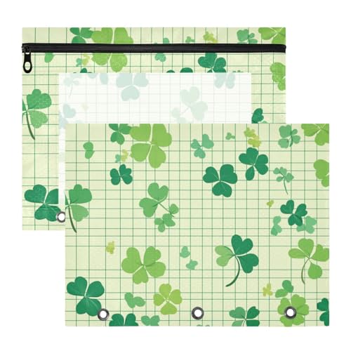 Foiosoh Federmäppchen mit 3 verstärkten Ösen, 3-Lochstanzer für A4-Papier, Briefe, 2 Stück, für Lehrer, Schule, Studenten, Lehrerbedarf, Kleeblatt und Karo, Grün Foiosoh Federmäppchen mit 3 verstärkten Ösen, 3-Lochstanzer für A4-Papier, Briefe, 2 Stück, für Lehrer, Schule, Studenten, Lehrerbedarf, Kleeblatt und Karo, Grün von Foiosoh