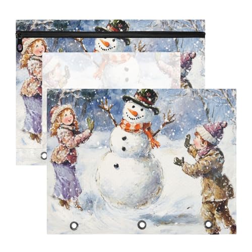 Foiosoh Federmäppchen mit 3 verstärkten Ösen, 3 Ringen, Tasche für A4-Papier, Briefe, 2 Stück, Studenten, Klassenzimmer, Schneemann, Tanzen, Winter Foiosoh Federmäppchen mit 3 verstärkten Ösen, 3 Ringen, Tasche für A4-Papier, Briefe, 2 Stück, Studenten, Klassenzimmer, Schneemann, Tanzen, Winter von Foiosoh