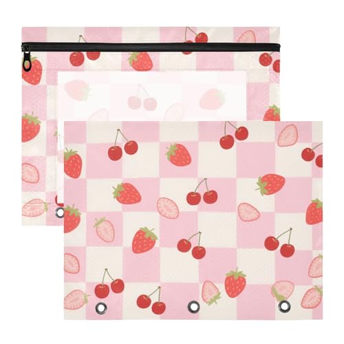 Foiosoh Federmäppchen mit 3 verstärkten Ösen, Stifthalter für A4-Papier, Briefe, 2 Stück, Studenten, College-Zubehör, Erdbeere und Scheck Foiosoh Federmäppchen mit 3 verstärkten Ösen, Stifthalter für A4-Papier, Briefe, 2 Stück, Studenten, College-Zubehör, Erdbeere und Scheck von Foiosoh