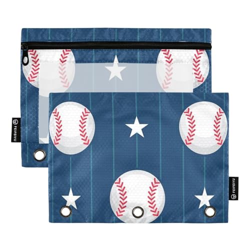 Foiosoh Federmäppchen mit Baseball-Sternen, multifunktionales Federmäppchen mit Reißverschluss für Büro-Organizer, 2 Stück von Foiosoh