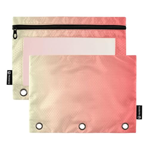 Foiosoh Federmäppchen mit Farbverlauf, 3 Ringe, großes Federmäppchen mit Reißverschluss, für Schule, Schreibutensilien, Aufbewahrungszubehör, 2 Stück von Foiosoh