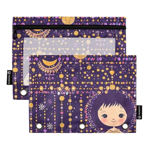 Foiosoh Federmäppchen mit Perlen und 3 Ringen, multifunktional, transparent, mit Reißverschluss, für Büro-Organizer, 2 Stück von Foiosoh