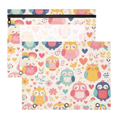 Foiosoh Federmäppchen mit Reißverschluss, Stifthalter für A4-Papier, Briefe, 2 Stück, für Studenten, Schulanfang, bunte Eulen Foiosoh Federmäppchen mit Reißverschluss, Stifthalter für A4-Papier, Briefe, 2 Stück, für Studenten, Schulanfang, bunte Eulen von Foiosoh