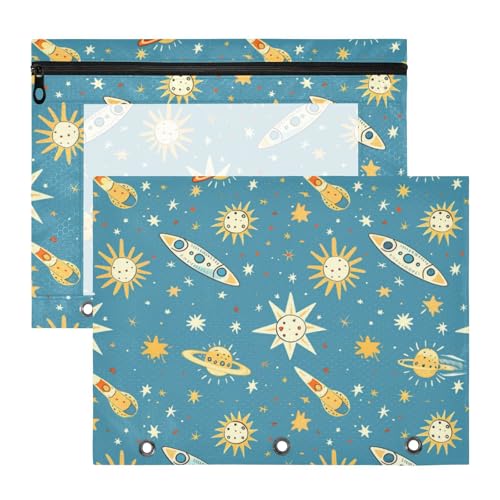 Foiosoh Federmäppchen mit Sichtfenster, 3 Löcher, für A4-Papier, Briefe, 2 Stück, Lehrerklasse, Sonne und Stern Foiosoh Federmäppchen mit Sichtfenster, 3 Löcher, für A4-Papier, Briefe, 2 Stück, Lehrerklasse, Sonne und Stern von Foiosoh