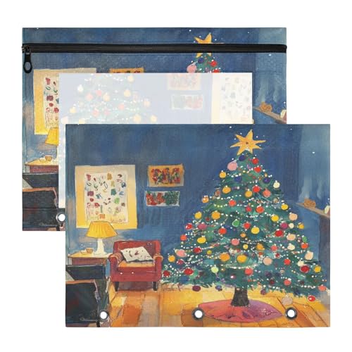 Foiosoh Federmäppchen mit glatten Reißverschlüssen, Kunststoff-Dokumentenmappe für A4-Papier, Briefe, 2 Stück, Studenten, College-Zubehör, Baum und Lichter, funkelnd Foiosoh Federmäppchen mit glatten Reißverschlüssen, Kunststoff-Dokumentenmappe für A4-Papier, Briefe, 2 Stück, Studenten, College-Zubehör, Baum und Lichter, funkelnd von Foiosoh