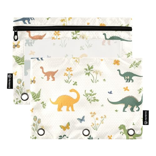 Foiosoh Federmäppchen mit niedlichem Dinosaurier-Motiv, groß, transparent, mit Reißverschluss, für Büro-Organizer, 2 Stück von Foiosoh