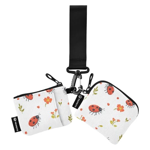 Foiosoh Funny Lady Bug Damen Dual Wallets Busniess Kartenetuis Klein Tragbar Schlüsselanhänger Geldbörse Kleingeld Geldbörse mit Reißverschlusstasche für Arbeit Reisen 2 Packungen, Funny Lady Bug weiß von Foiosoh