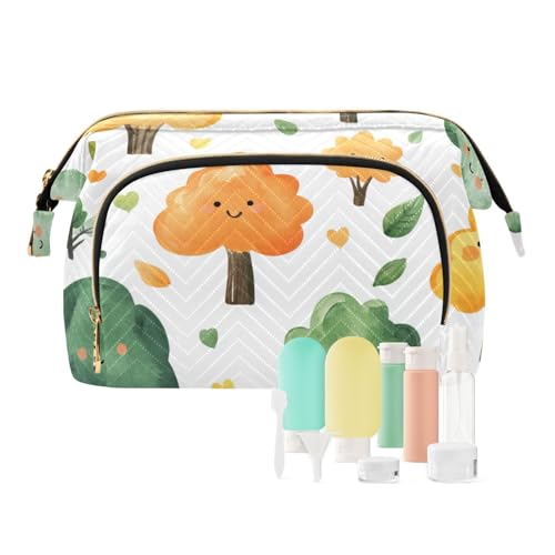 Foiosoh Gelbe Zitrone Frische Make-up Taschen Wasserdicht Kosmetik-Organizer Damen Geldbeutel für Make-up Kosmetik, Süße Baum westlichen Stil weiß, 1 size, Cartoon, Süßer Baum westlichen Stil weiß, 1 von Foiosoh