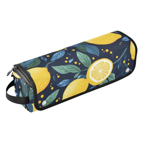 Foiosoh Haarwerkzeug-Reisetasche mit hitzebeständiger Matte, große Kapazität, Glätteisen, Organizer für Glätteisen, Lockenstäbe, Zitronen- und Blattblau von Foiosoh