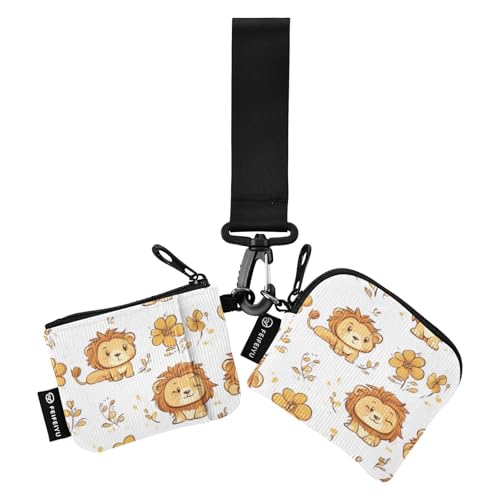 Foiosoh Happy Cute Lion White Women Card Cases Change Holder Slim Portable Credit Card Wallet Case with Keychain for Ladies Girls 2 Packs, Happy Cute Lion weiß, 1 size, Modern von Foiosoh