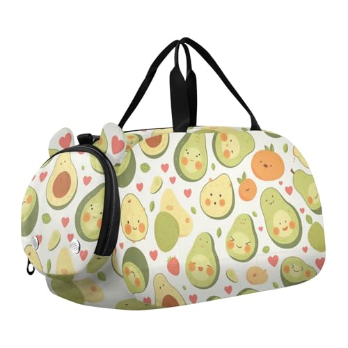 Foiosoh Happy Lemon Pattern Kinder Niedlicher Turnbeutel mit Schuhfach Multifunktionale persönliche Gegenstände Reisetasche für Jungen und Mädchen, Fröhliches Zitronenmuster, 1 size, modern von Foiosoh