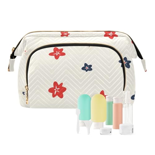 Foiosoh Heart and Star White Cosmetic Bag Lightweight Hanging Travel Toiletry Bag Women's Coin Change Purse for Capacity Travel Cosmetic, Rote und schwarze Blume, 1 size, Cartoon von Foiosoh