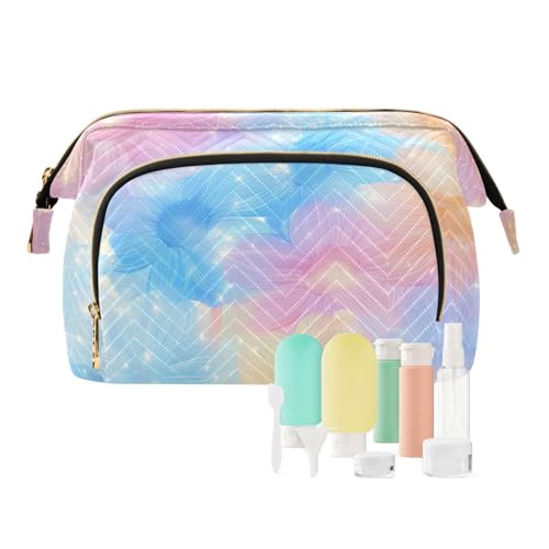 Foiosoh Kleine Reisetasche mit violettem Herz, wasserdicht, Kosmetiktasche für Geldbörse, Kosmetiktasche für Kosmetik-Organizer, Fantastische schöne Blumen, 1 size, Cartoon von Foiosoh