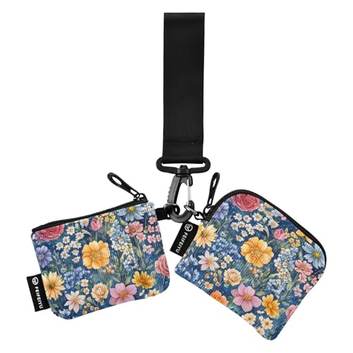 Foiosoh Kleines Delphinium Rose Blue Dual Coin Purse Credit Card Holder Wallet Large Capacity Zipper Purse Wallet with Zipper Coin Pocket for Men Women 2 Pcs, Kleines Delphinium Rose Blue, 1 size von Foiosoh