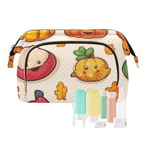 Foiosoh Kosmetiktasche für Damen, Schildkröte, Blaugrün und Beige, Kosmetiktasche für Damen, Kleingeldbörse für große Kosmetik, Gemüse-Muster, beige, 1 size, Cartoon von Foiosoh