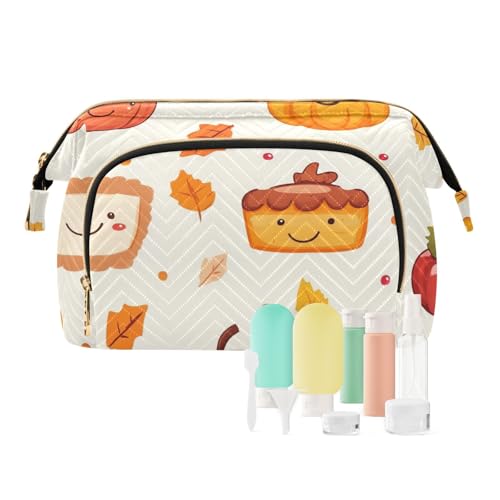 Foiosoh Kosmetiktasche für Damen, Schildkröte, Blaugrün und Beige, Kosmetiktasche für Damen, Kleingeldbörse für große Kosmetik, Pumkin und Blattgelb, 1 size, Cartoon von Foiosoh