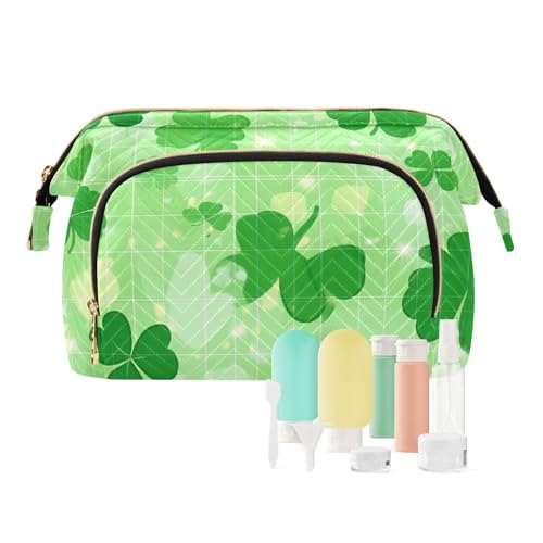 Foiosoh Kosmetiktasche mit Kleeblatt-Muster, leicht, für Damen, Reisen, Geldbörse, Geldbörse, für wichtige Dinge, Glücksklee-Muster, Grün, 1 size, Cartoon Foiosoh Kosmetiktasche mit Kleeblatt-Muster, leicht, für Damen, Reisen, Geldbörse, Geldbörse, für wichtige Dinge, Glücksklee-Muster, Grün, 1 size, Cartoon von Foiosoh