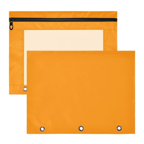 Foiosoh Kosmetiktasche mit glatten Reißverschlüssen, Aufbewahrungstasche für 3-Ringe, 2 Stück, für Schüler, Schulanfang, Dunkelorange Foiosoh Kosmetiktasche mit glatten Reißverschlüssen, Aufbewahrungstasche für 3-Ringe, 2 Stück, für Schüler, Schulanfang, Dunkelorange von Foiosoh