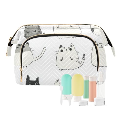Foiosoh Kosmetiktasche mit süßen Katzen, mit Reißverschluss, für Damen, Schmuck für Toilettenartikel, Reisen, Weiß und Braun, Süße süße Katzen, weiß, 1 size, Cartoon Foiosoh Kosmetiktasche mit süßen Katzen, mit Reißverschluss, für Damen, Schmuck für Toilettenartikel, Reisen, Weiß und Braun, Süße süße Katzen, weiß, 1 size, Cartoon von Foiosoh