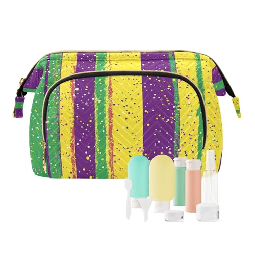 Foiosoh Krone Linie Und Streifen Hintergrund Kosmetische Taschen Reißverschluss Hängen Kulturbeutel Schmuck Für Frauen Reise, Farbige Partikel und streifen, 1 größe, Cartoon, Farbige Partikel und von Foiosoh