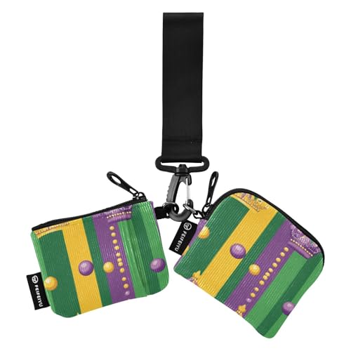 Foiosoh Kronenperlen grün und gelb Damen Geldbörsen Kartenetuis klein tragbar Handgelenktasche Schlüsselhalter mit Reißverschluss Münzfach für Damen Mädchen 2 Packungen, Kronen Perlen grün und gelb, 1 von Foiosoh