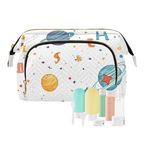 Foiosoh Kulturbeutel mit Cartoon-Herzen, Blau, Kosmetiktasche für Damen und Frauen, Planeten und Alphabet, weiß, 1 size, Cartoon Foiosoh Kulturbeutel mit Cartoon-Herzen, Blau, Kosmetiktasche für Damen und Frauen, Planeten und Alphabet, weiß, 1 size, Cartoon von Foiosoh