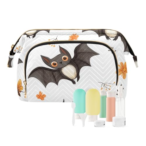 Foiosoh Leichte Kosmetiktasche für Damen, Motiv: Hund und Biene, Cartoon, süß, weiße Fledermaus, 1 size, Cartoon Foiosoh Leichte Kosmetiktasche für Damen, Motiv: Hund und Biene, Cartoon, süß, weiße Fledermaus, 1 size, Cartoon von Foiosoh